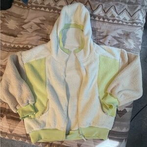 Cozy Sherpa Hoodie with Neon Yellow Accents